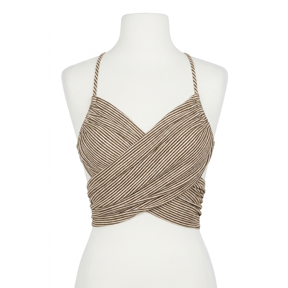 NEW ENDLESS BLU. wrap open-back crop top in dusty sage
